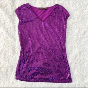 the limited purple sequin sleeveless top-Medium